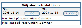 Välj starttid och sluttid