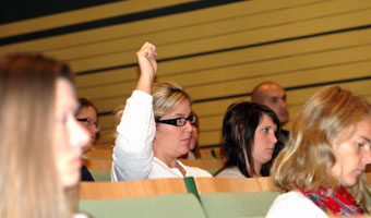 Högskolans lärarstudenter var mycket delaktiga i seminariet om företagsamt lärande.