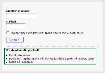 Inloggningsrutin för mitt konto i bibliotekets katalog HULDA
