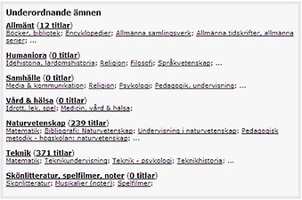 Bläddra i ämnesträdet
