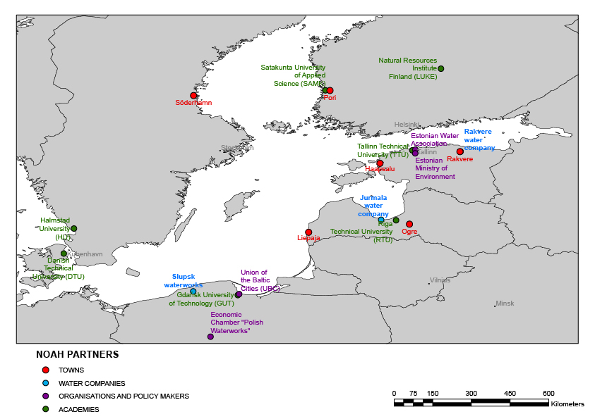 Karta över NOAH:s partners. Illustration.