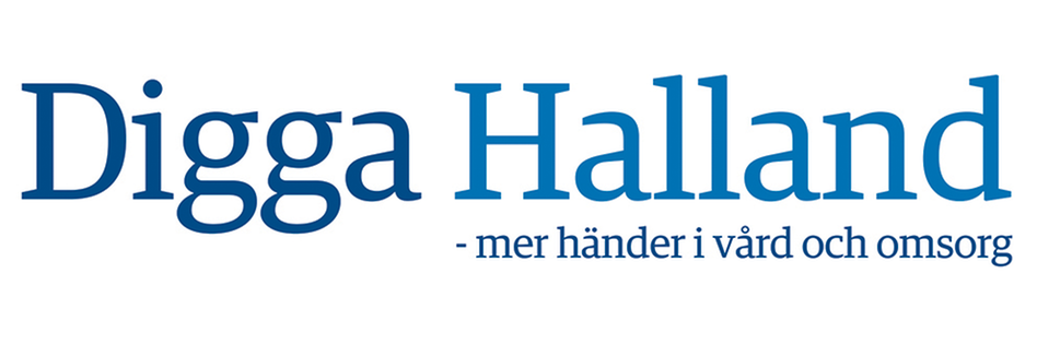 Bild med texten Digga Halland – mer händer i vård och omsorg. Illustration.