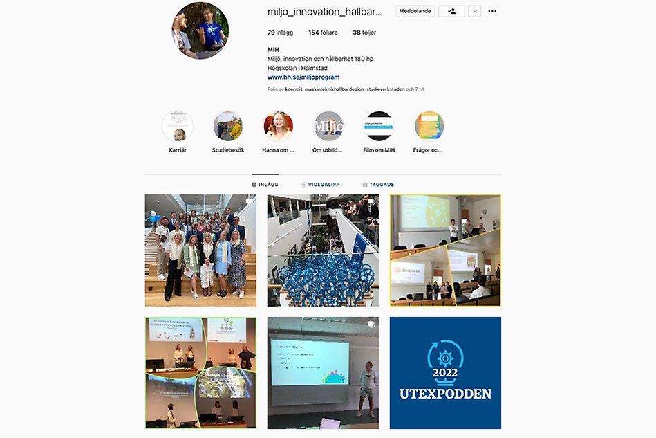 Skärmdump från Miljö, innovation och hållbarhets Instagramkonto. Foto.