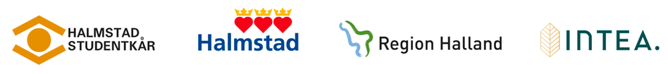 Logotyper Halmstad studentkår, Halmstads kommun och Intea. Montage