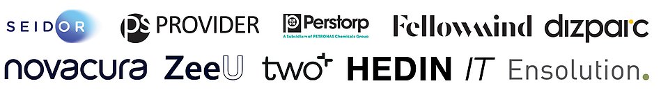 Logotyper på de företag som är partner för årets evenemang. Illustration.