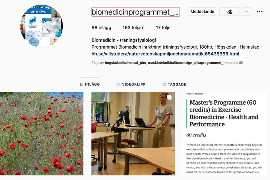 Biomedicins instagramkonto. Foto.