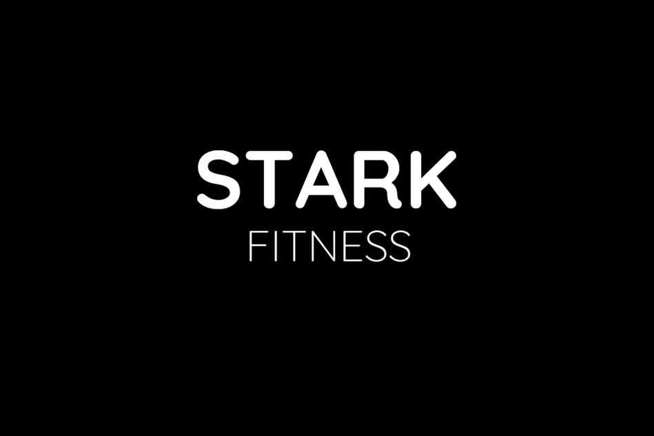 Svart färgplatta med vit text Stark fitness.