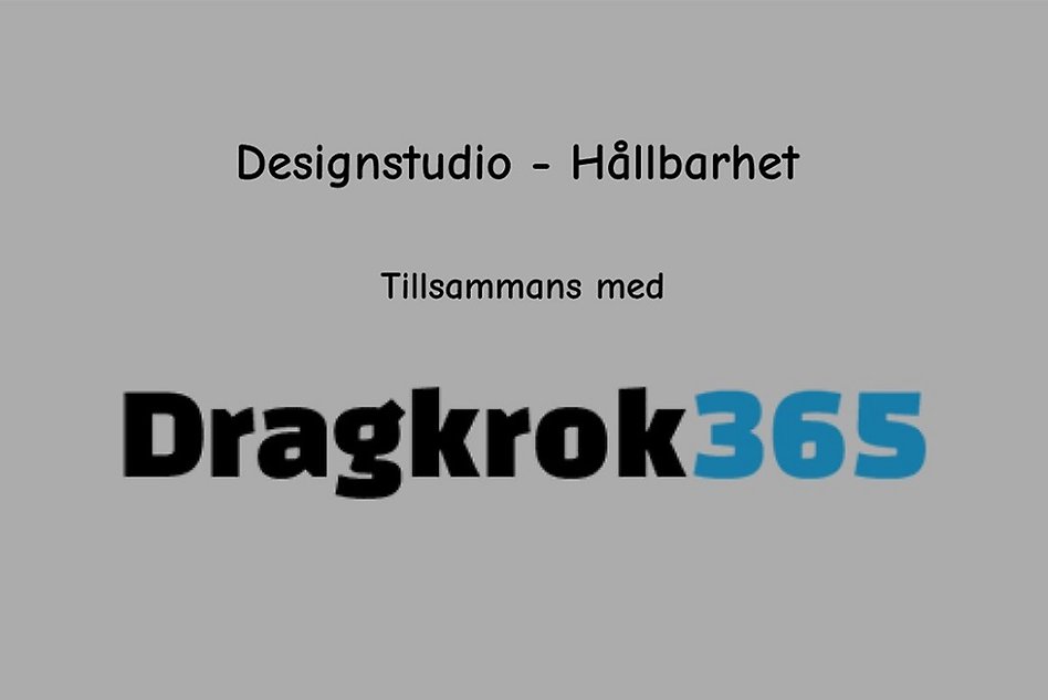 Grå bakgrund med texten Designstudio – hållbarhet, tillsammans med Dragkrok 365.