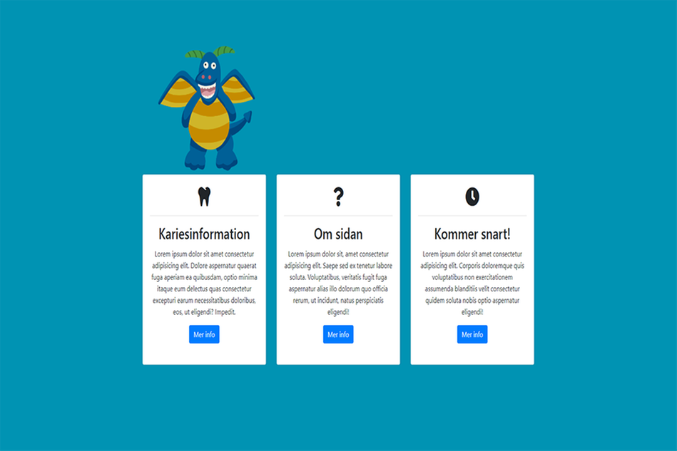 Skärmbild över webbsida för kariesinformation för barn.