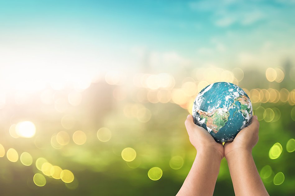 Two hands holding the earth.