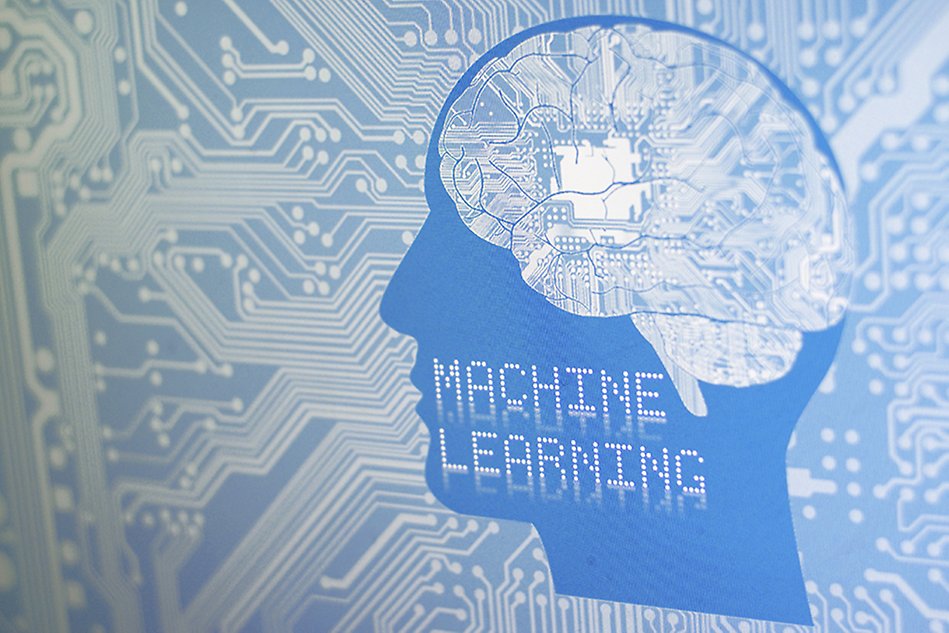 Profile of a human head on top of a circuit board. Illustration.