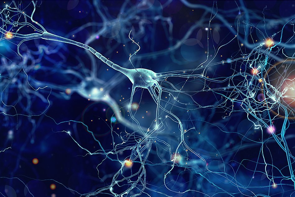 Electricity flowing through computer printed circuitboard style brain. Graphic.