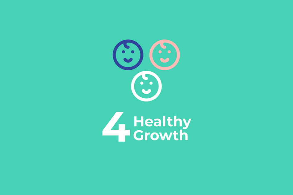 Logotyp för 4 Healthy Growth mot en grön bakgrund.