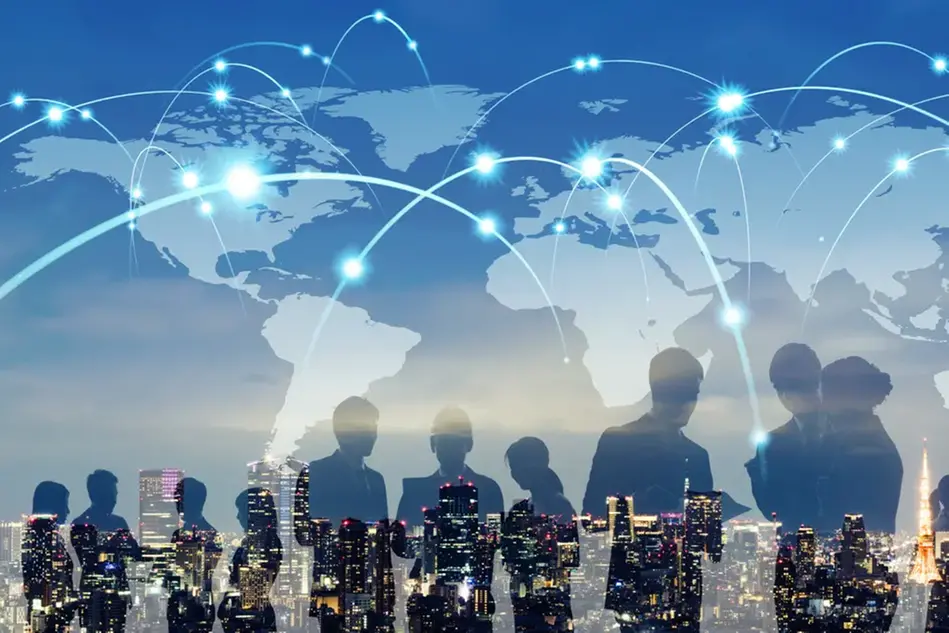 A world map of how businesses expand worldwide.