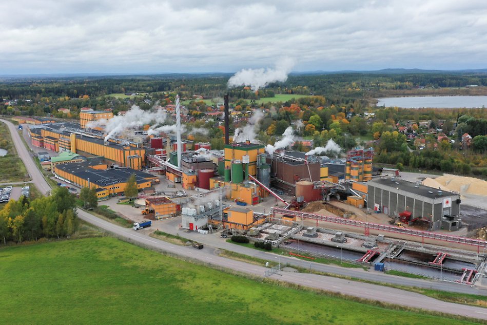 Paper mill from above. Photo.