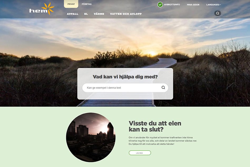 Skärmbild av webbsidan för den digitala tjänsten Effektbrist.