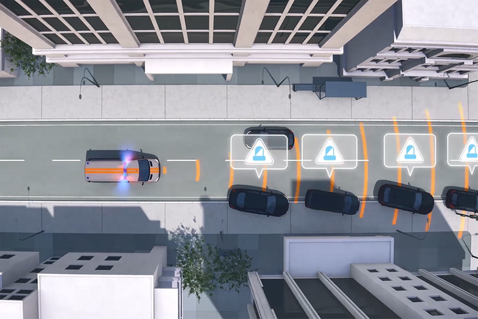 An illustration of an intersection where cars move when an ambulance needs to pass.